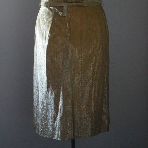 Shimmery gold cocktail dress w/double belt buckle - Picture 11 of 11